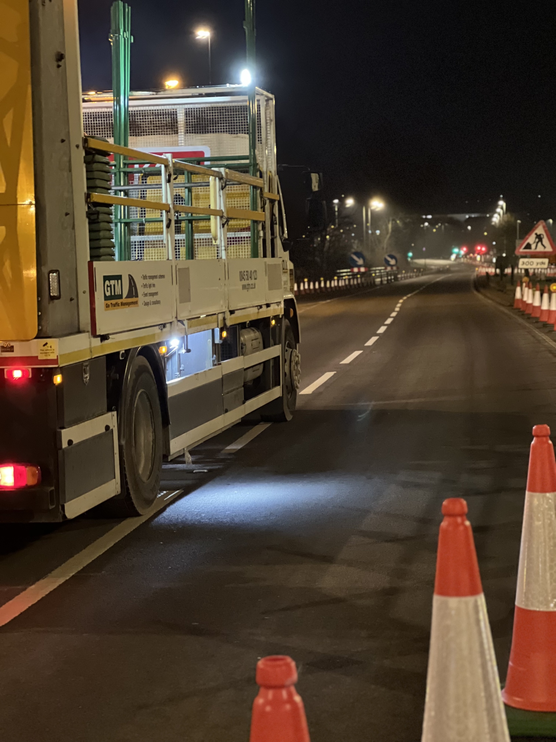 High Impact Vehicle on lane closure at night